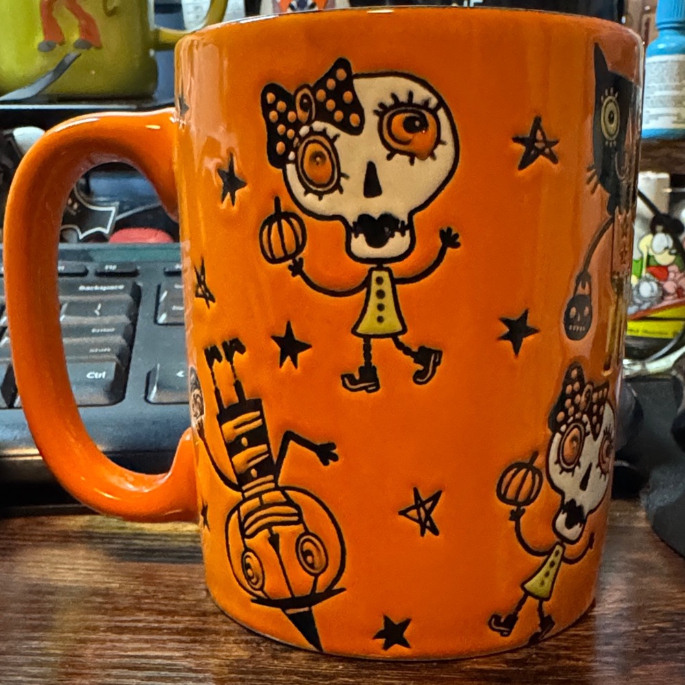 Orange Halloween Skull Mug